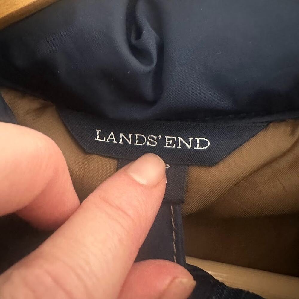 Lands End Mens XL Navy Blue Puffer Jacket Coat Full Zip Lightweight Insulated - Picture 7 of 11